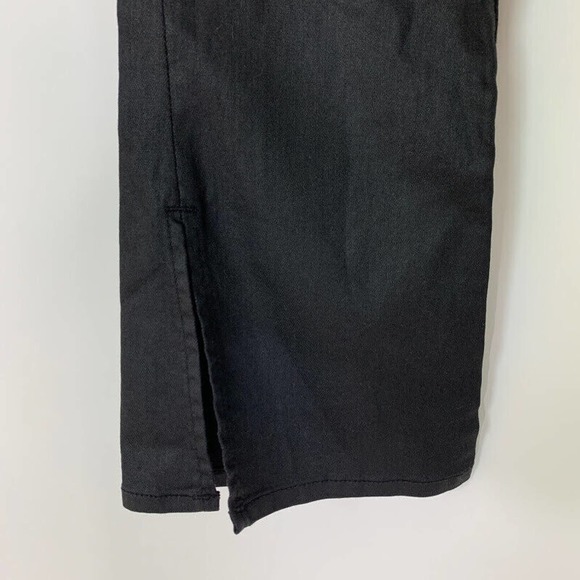 3x1 NYC W2 Split Bell‎ Flare Crop Pant Jeans Coated Black Stretch Denim Size 24 - Picture 3 of 8